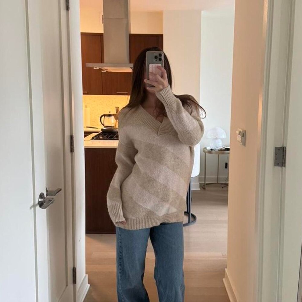 FRNCH Manon Stripe V-neck Sweater